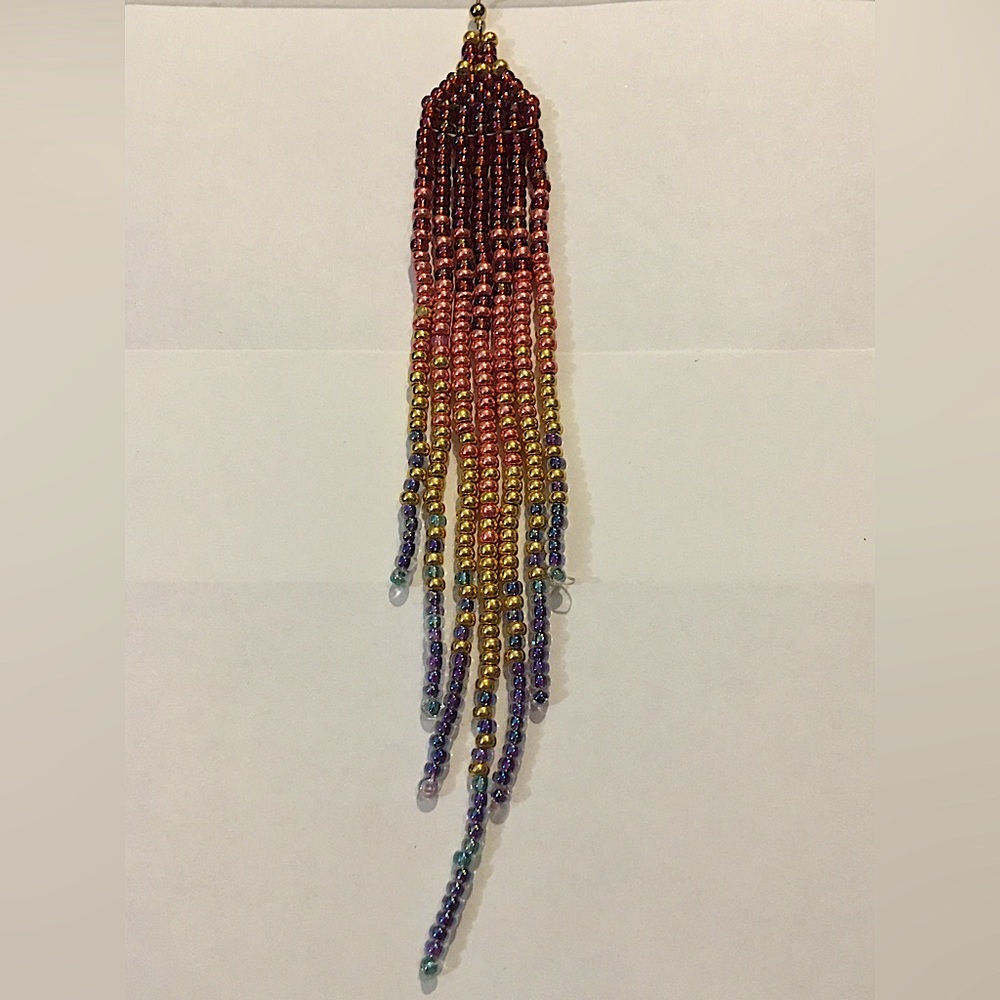Handmade beaded fringe earrings